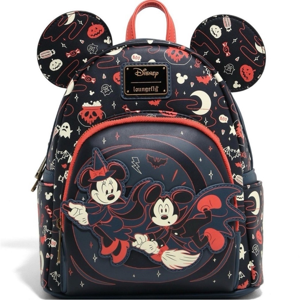Mickey and Minnie Halloween Glow-in-the-Dark Backpack - Black and Orange
